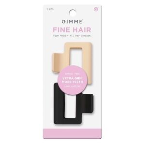 New! Gimme Beauty Square Claw Clips for Fine Hair - 2 pc Set in Black/ Tan